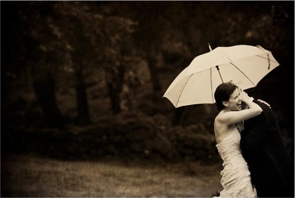 wedding in the rain